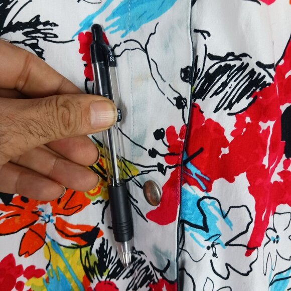 CJ Banks Shirt Jacket Womens 1X Multicolor Floral Watercolor Art to Wear Snap - Picture 8 of 9